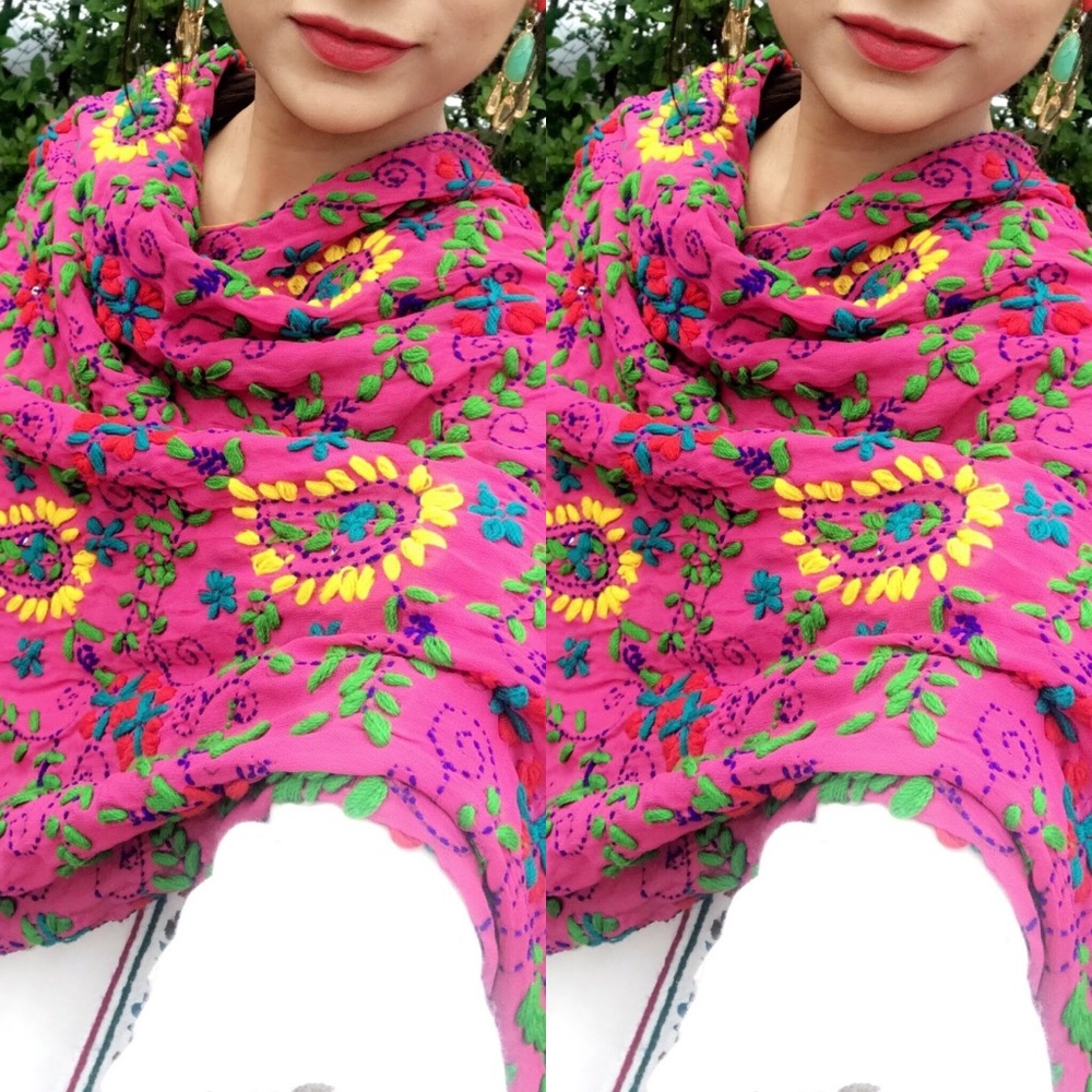 Pulkari embroidered Chader scarf Pakistani Indian.